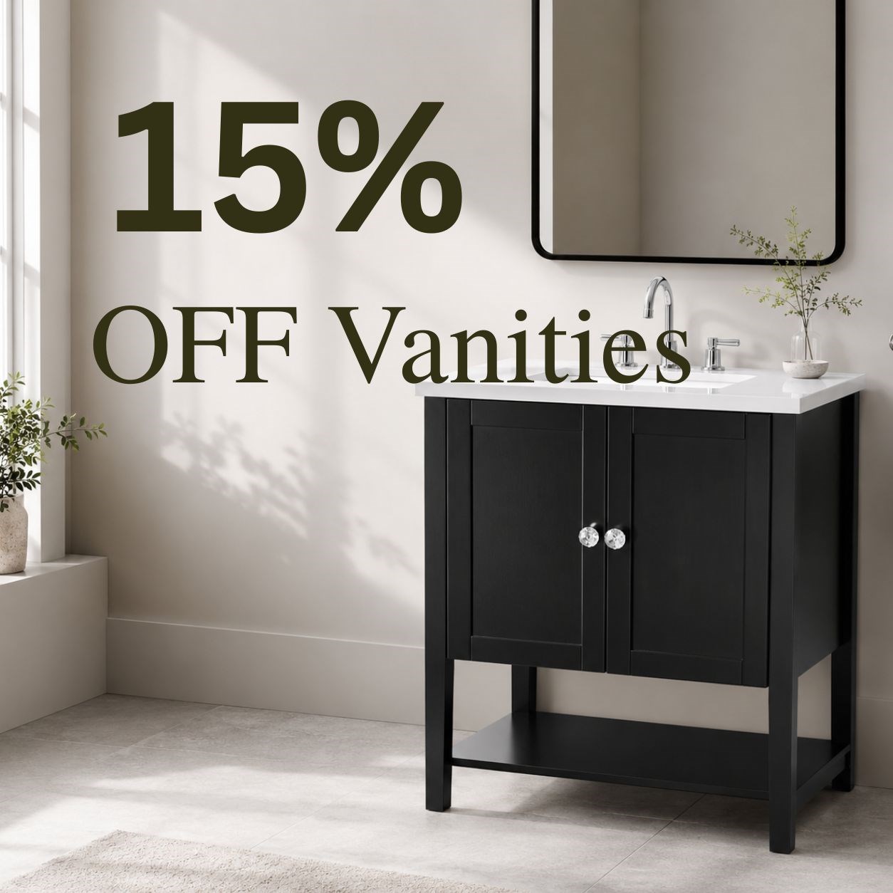 Bellaterra Home sale event featuring 15 percent off select vanities